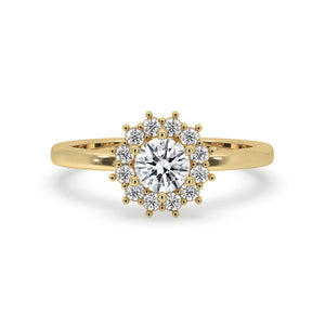 Diamond Cluster Engagement Ring With Prong Setting Charm