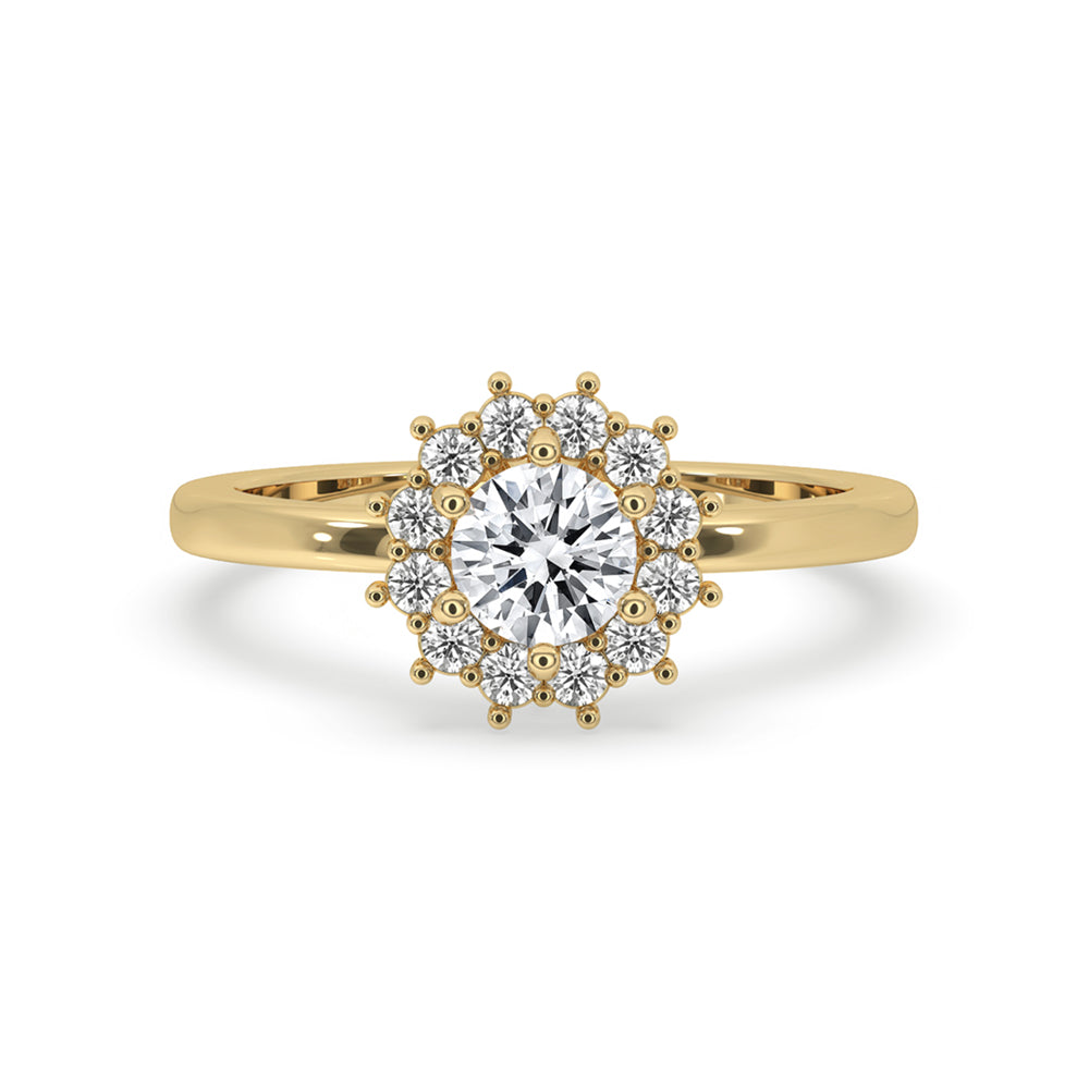 Diamond Cluster Engagement Ring With Prong Setting Charm