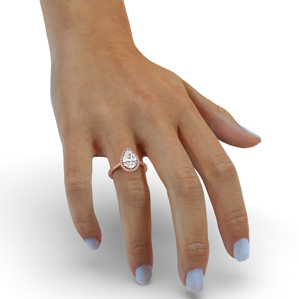 Pear Halo Engagement Ring with Elegant Pave Setting