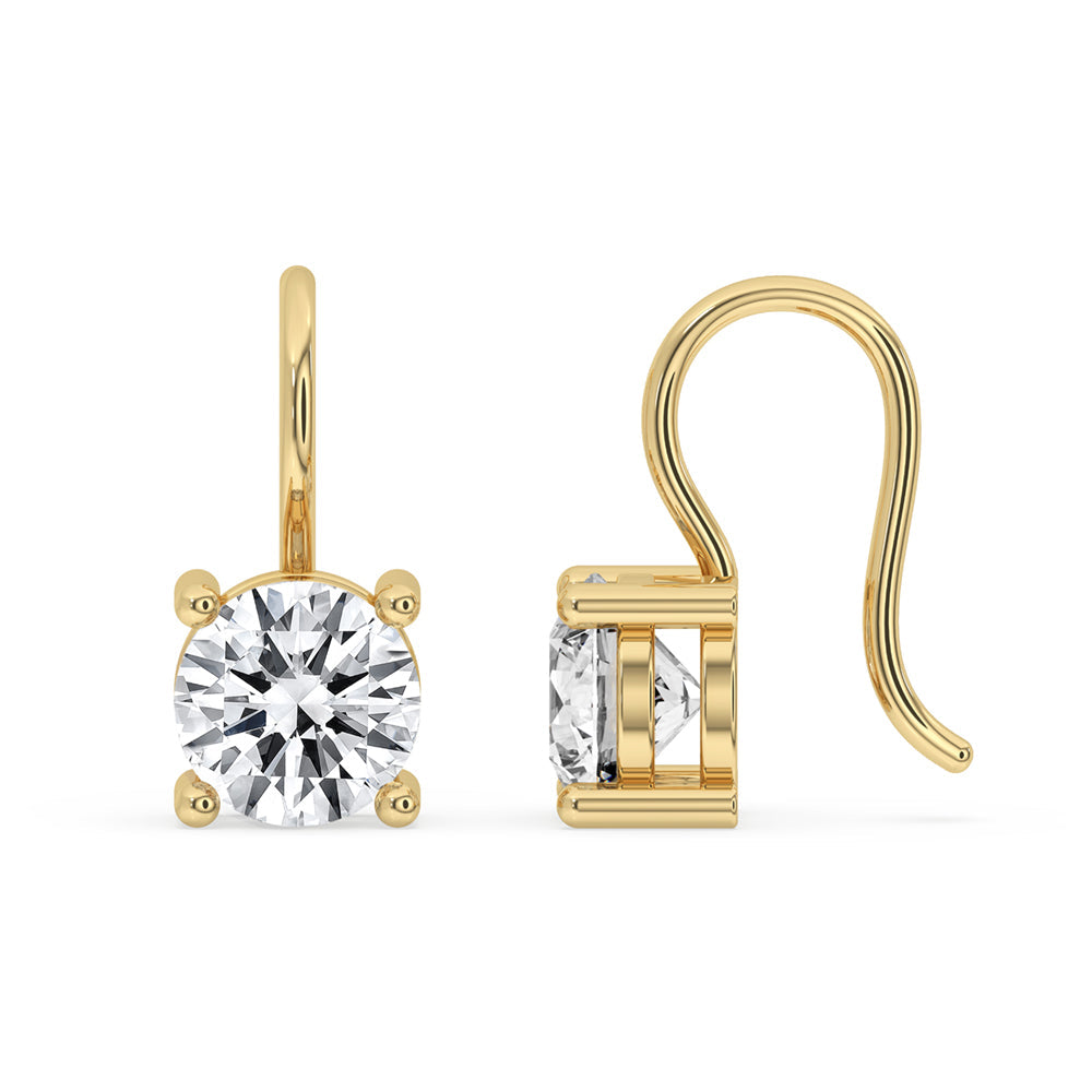 Dangle Diamond Earrings With Round Cut Diamond