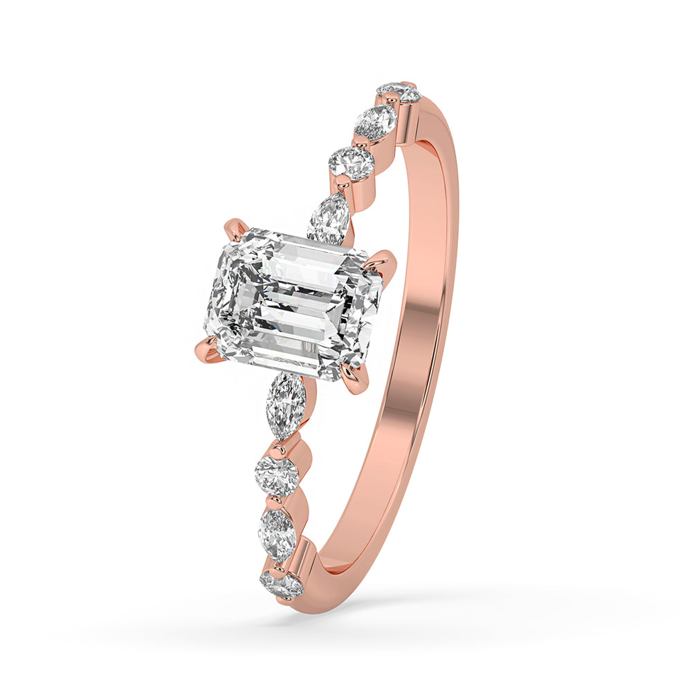 Emerald Cut Engagement Ring - Floating Style
