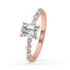 Emerald Cut Engagement Ring - Floating Style