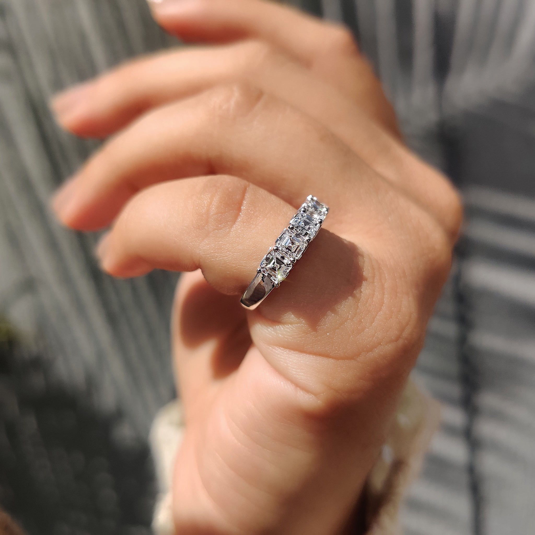 Asscher Cut Diamond With White Gold Wedding Ring