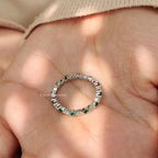 Green Emerald and Diamond Wedding Band