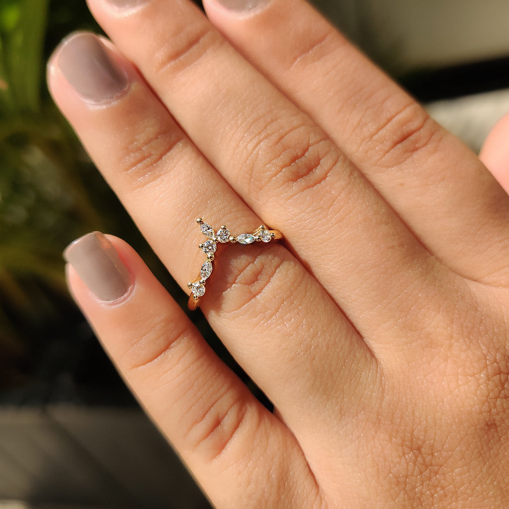 Stackable Curved Wedding Band In Yellow Gold