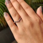 Curved Style Round Cut Wedding Band In U Shaped