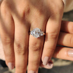 Oval Cut Diamond Engagement Ring With Half Moon Side Stone