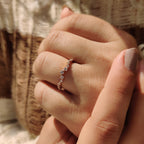 Rose Gold Diamond Wedding band With Curved Style