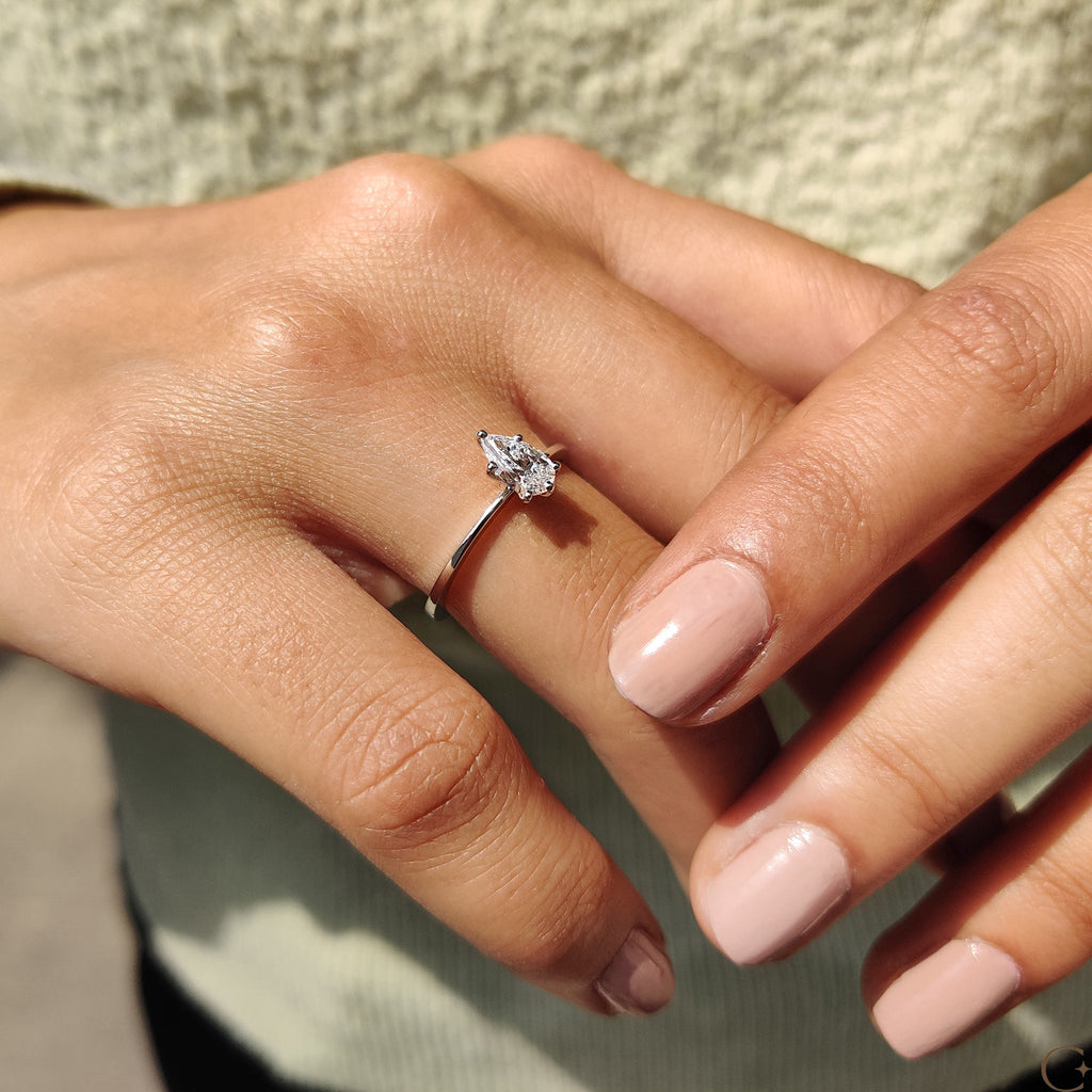 Pear Shaped Diamond Ring In Solitaire Style