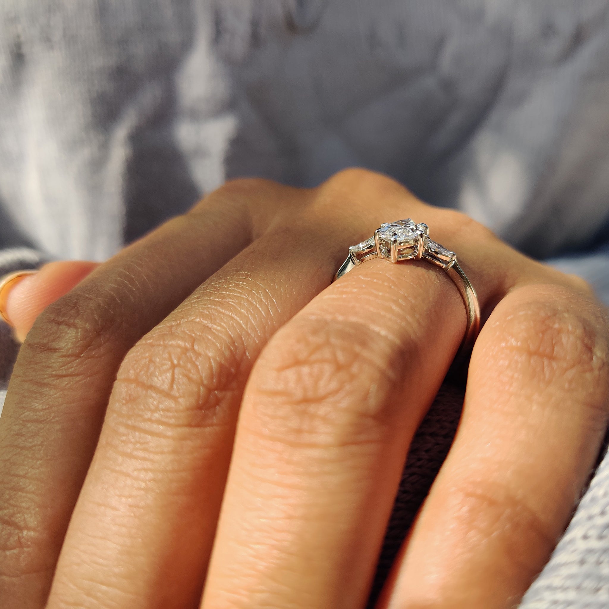 3 Stone Marquise Diamond Ring In Yellow Gold