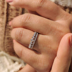 Round Cut Double Row Wedding Band