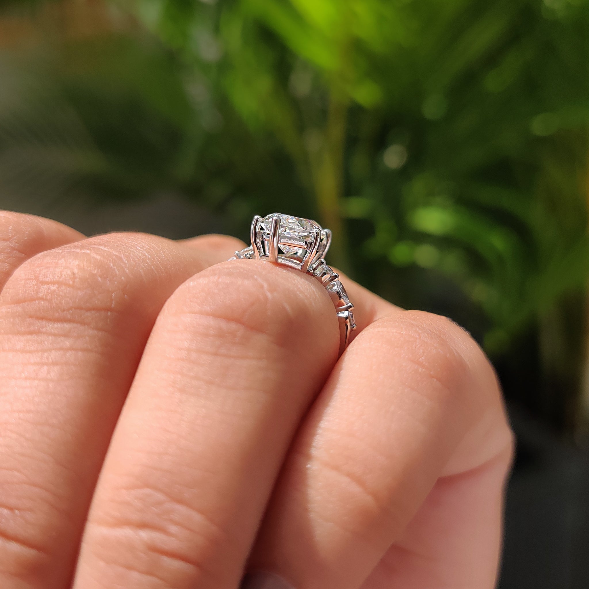 Dutch Marquise Engagement Ring With Marquise And Round Side Stone