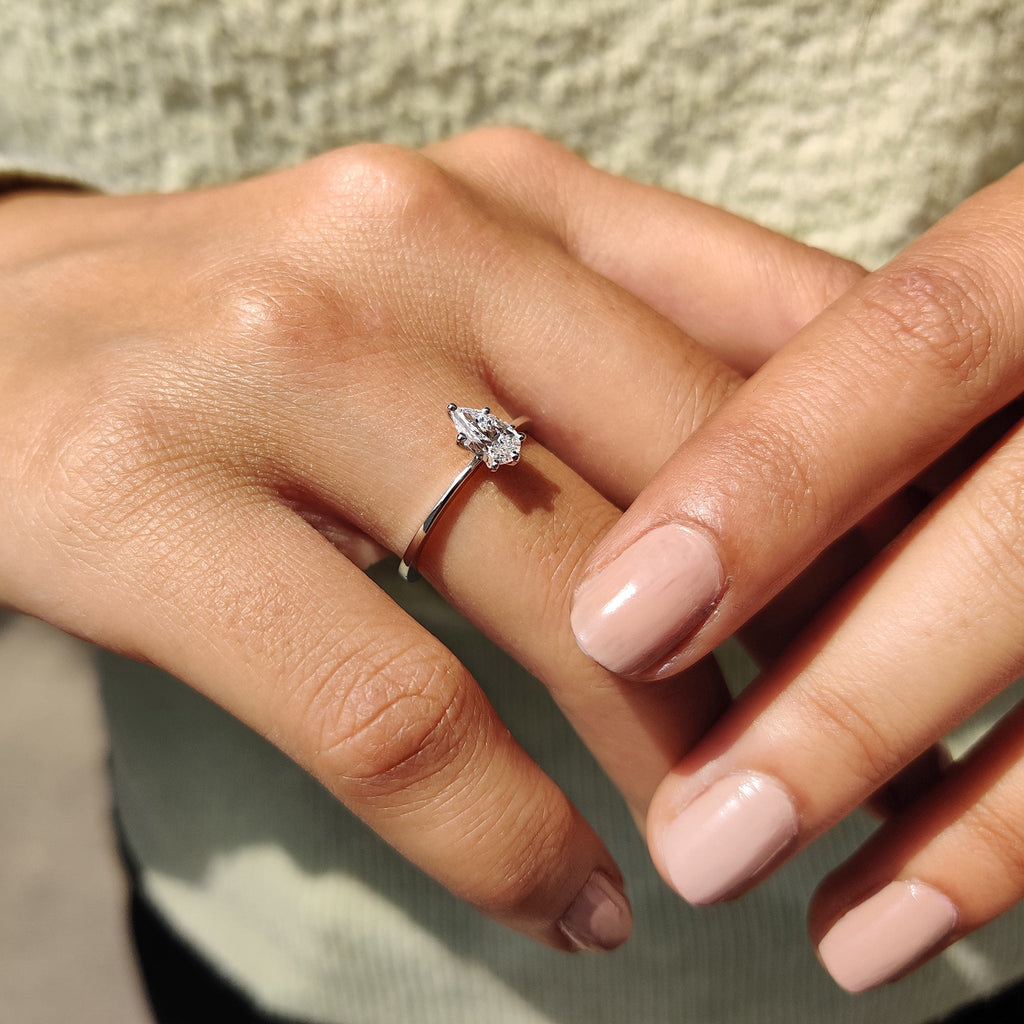 Pear Shaped Engagement Ring In White Gold