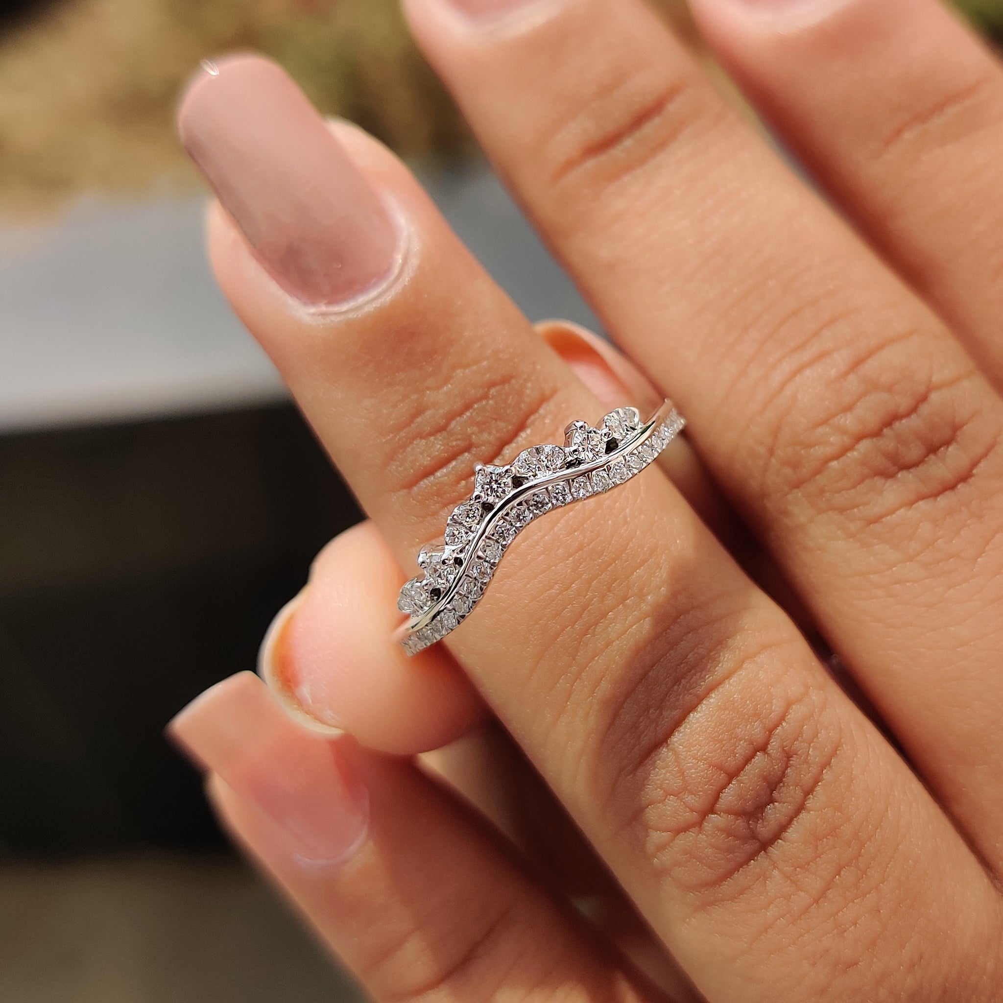 Lab Grown Round Cut Double Row Diamond Band Secondary image