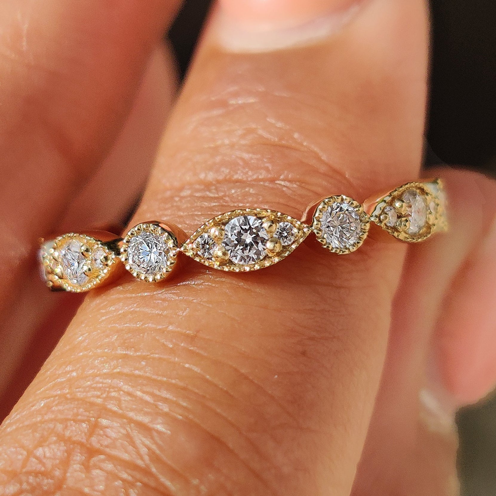 Milgrain Wedding Band - Full Eternity Style