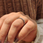 Blue Diamond Wedding Band In Shared Prong Style