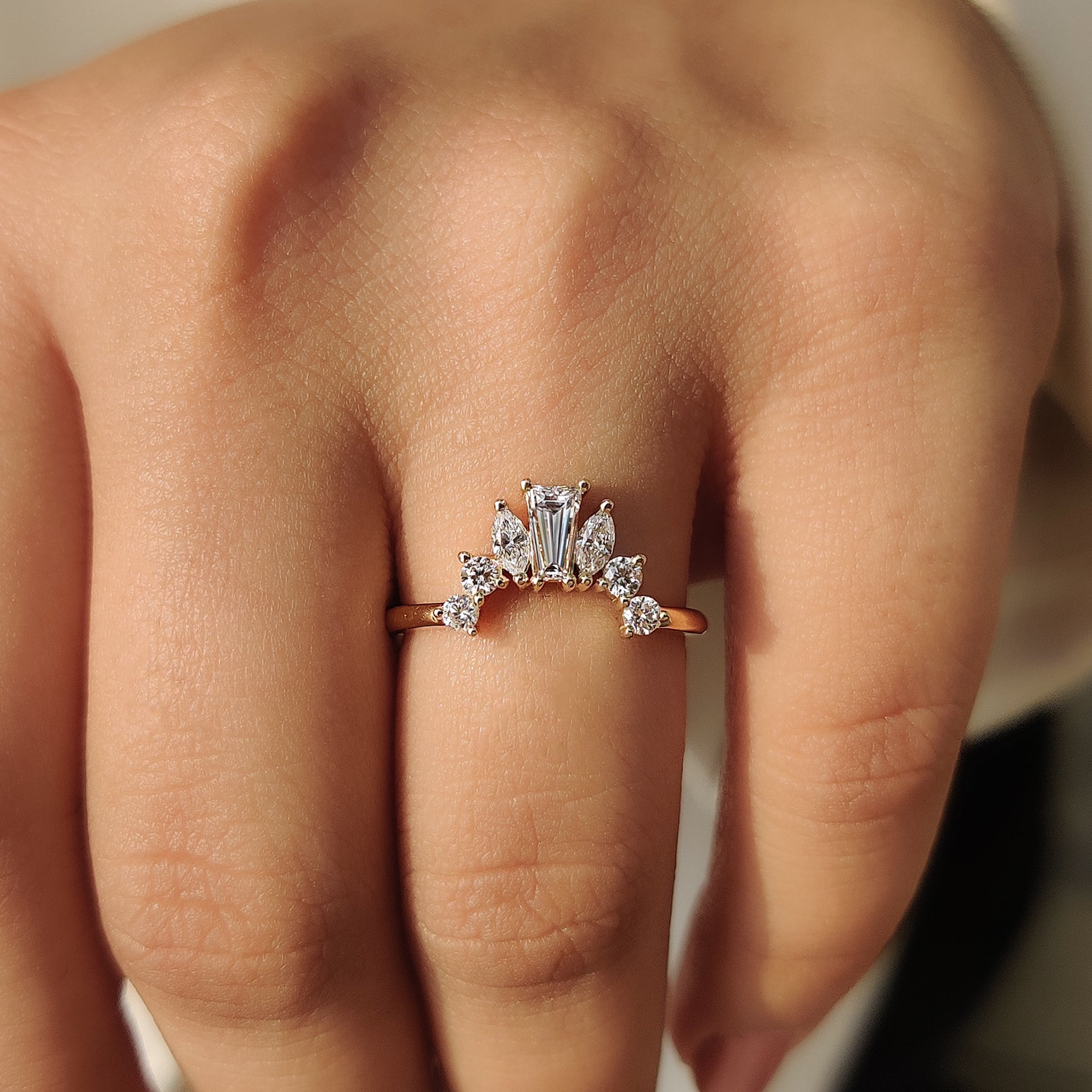 Tiara Wedding Band With Tapered Baguette Diamond