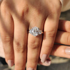 Three Stone Oval Engagement Ring With Half Moon Cut