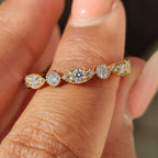 Yellow Gold Milgrain Diamond Wedding Band