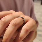 Dark Green Round Cut Full Diamond Eternity Band
