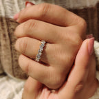 Half Eternity Marquise And Round Wedding Band