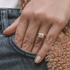 1.60 CT East West Emerald Cut Moissanite Solitaire Engagement Ring