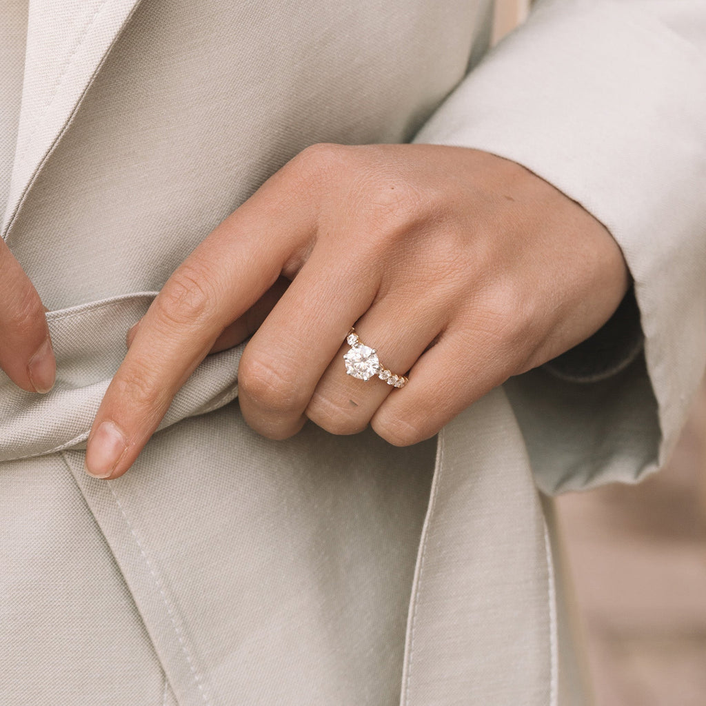 1.90 CT Round Cut Moissanite Six Prong Engagement Ring