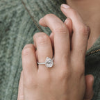 1.93 CT Pear Cut Moissanite Halo Engagement Ring
