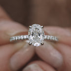 1.80 - 3.80 CT Oval Cut Moissanite Hidden Halo Engagement Ring
