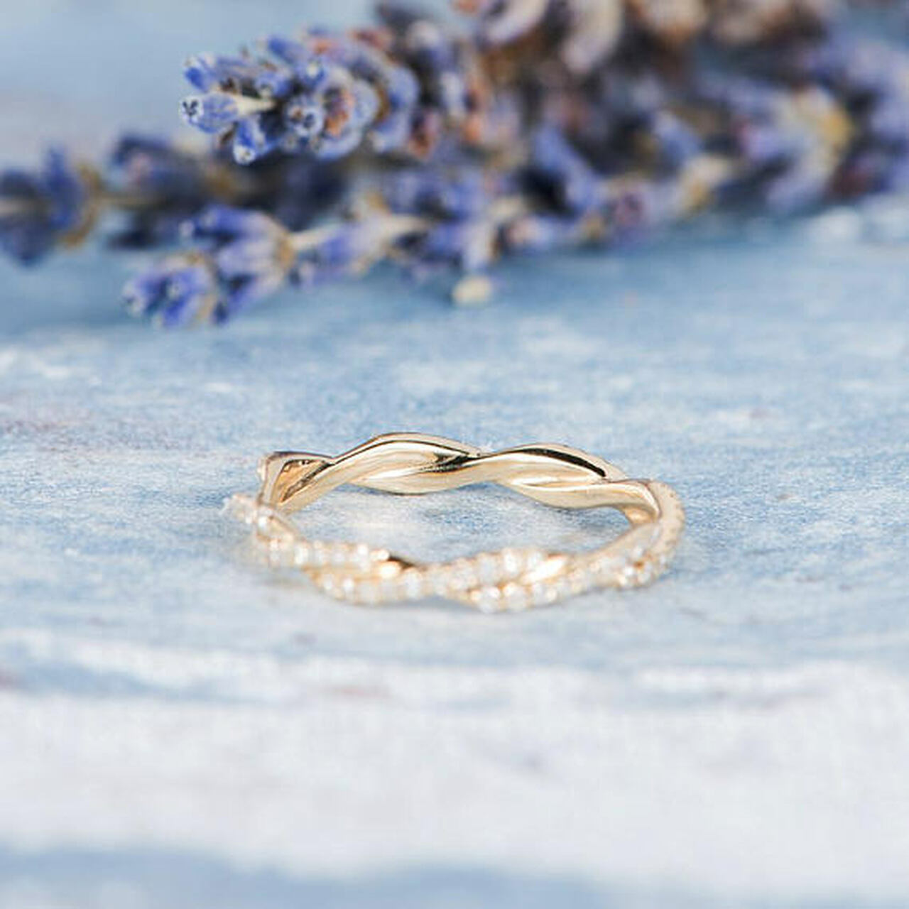 0.45 TCW Round Brilliant Full Eternity Twisted Moissanite Wedding Band