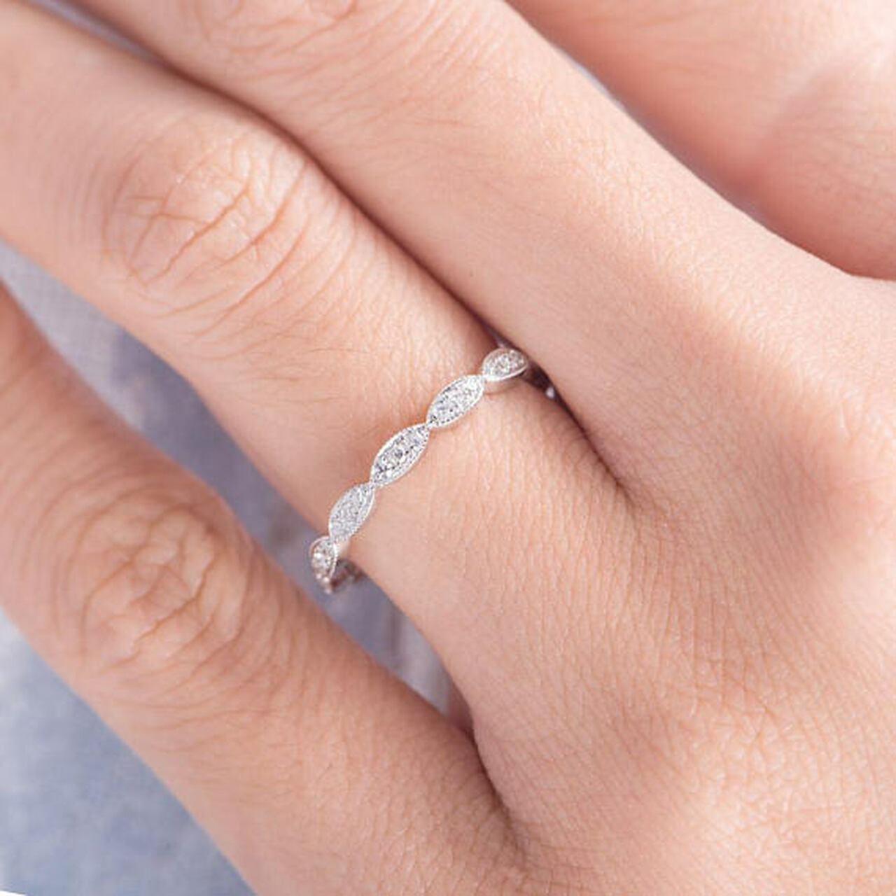 0.25 TCW Round Brilliant Full Eternity Vintage Moissanite Wedding Band