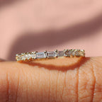 Yellow Gold Baguette And Round Diamond Band