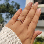 Round Cut Double Row Chevron Diamond Band