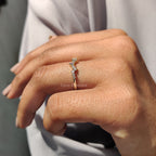 Round Cut Curvy Style Yellow Gold Wedding Band