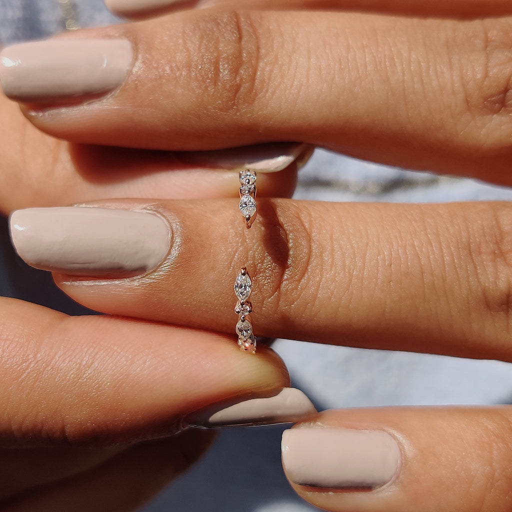 Marquise And Round Wedding Band In Open Gap Setting