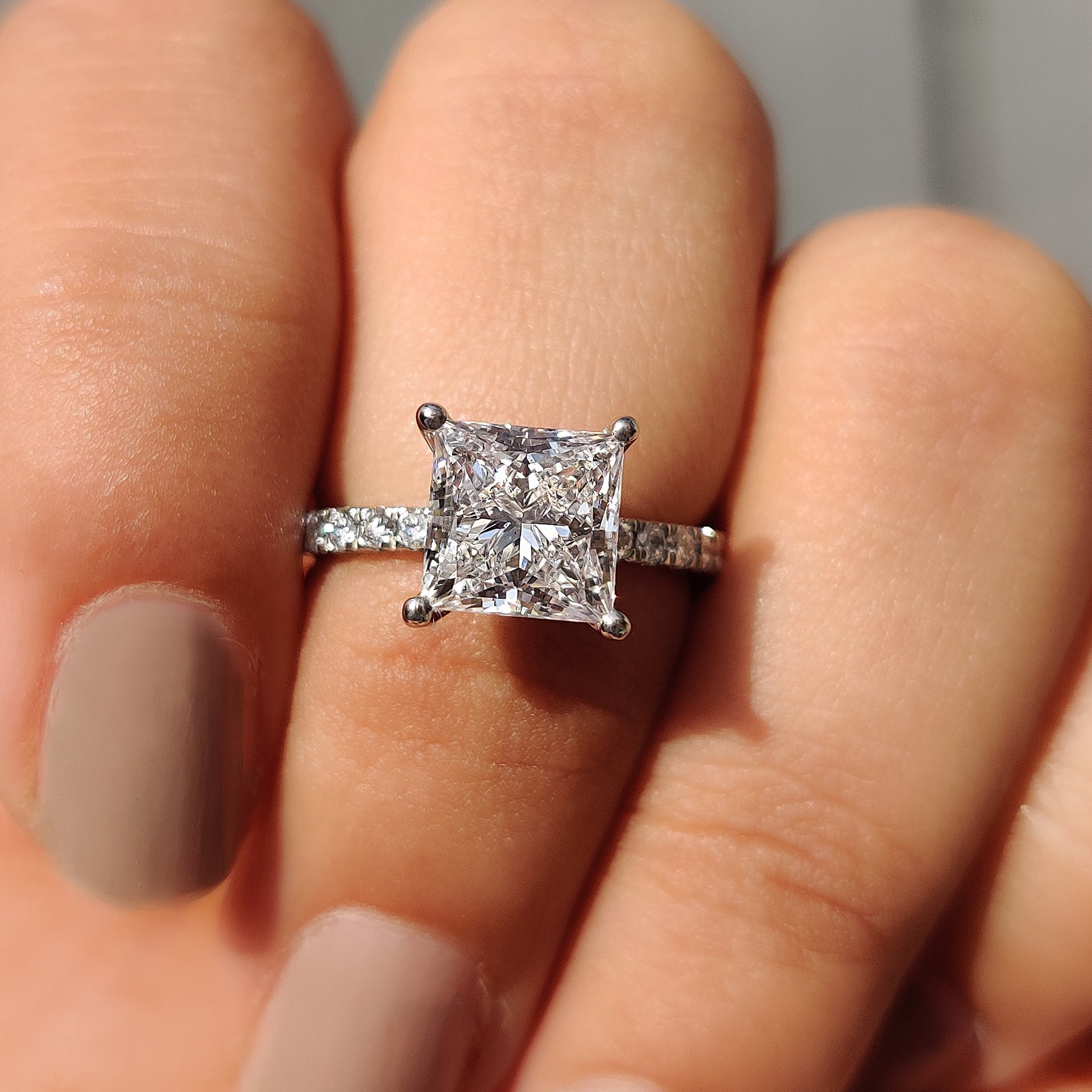 Princess Cut Engagement Ring In Pave Style