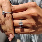 Gold Emerald Cut Engagement Ring in Pave Setting Beauty