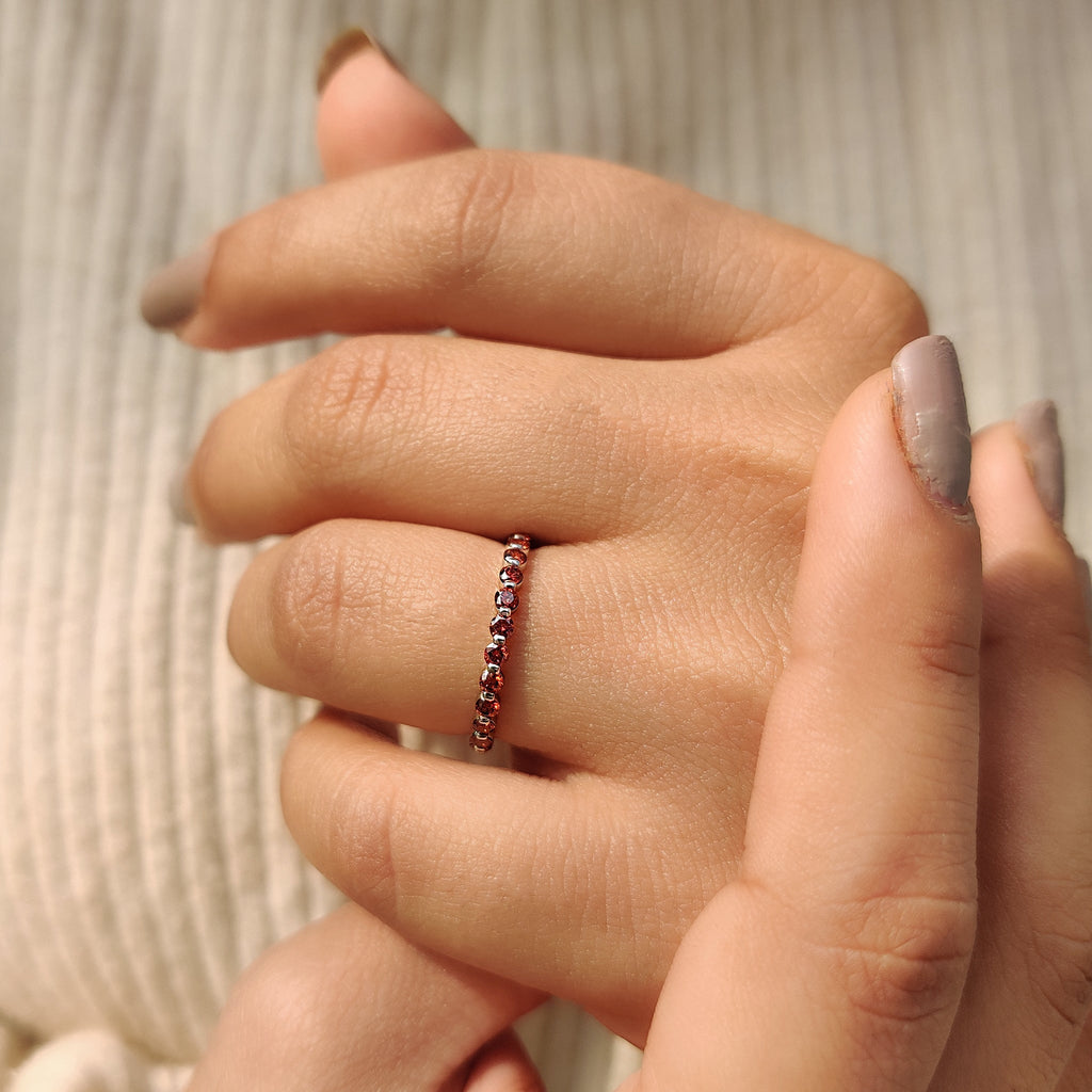 Red Diamond Wedding Band In Eternity Style