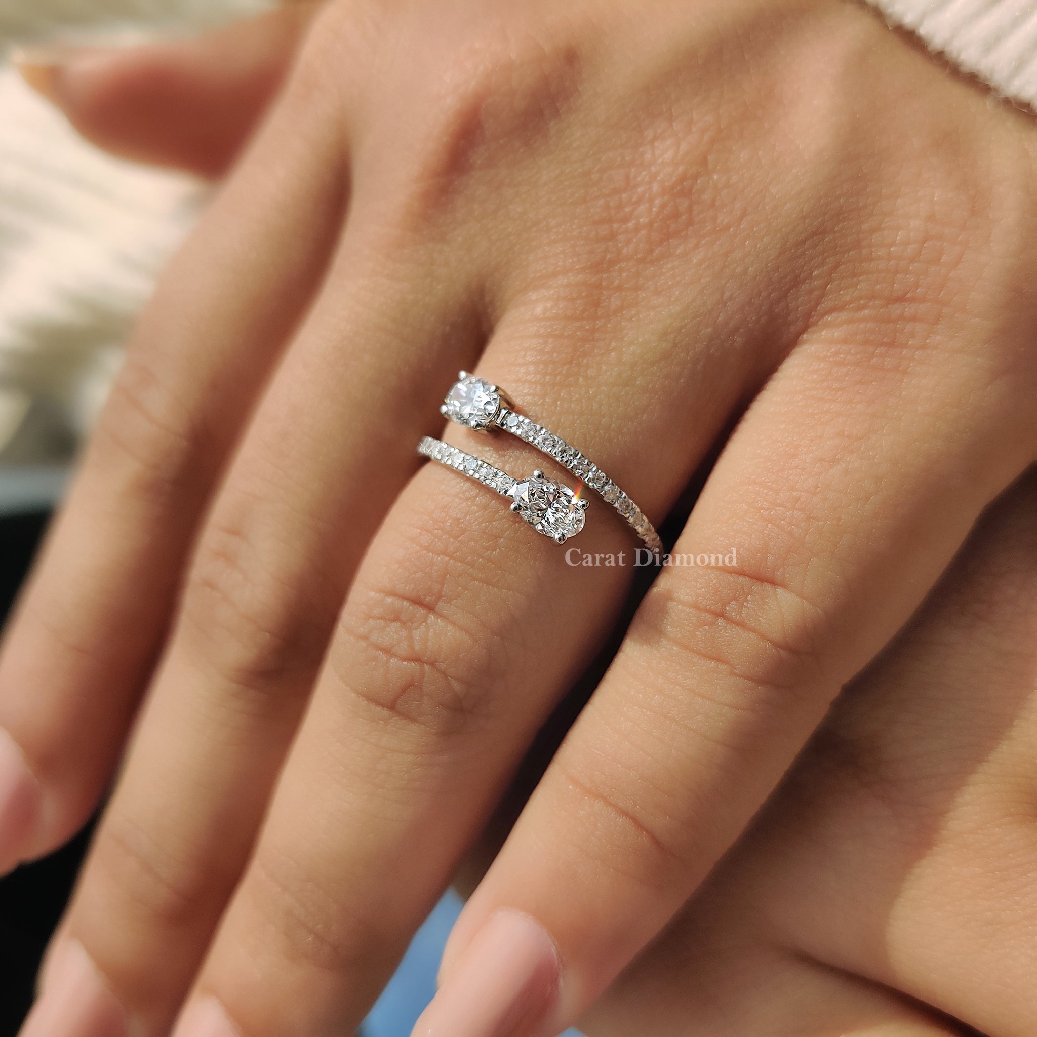 Oval Cut Moissanite Bypass Engagement Ring Secondary image