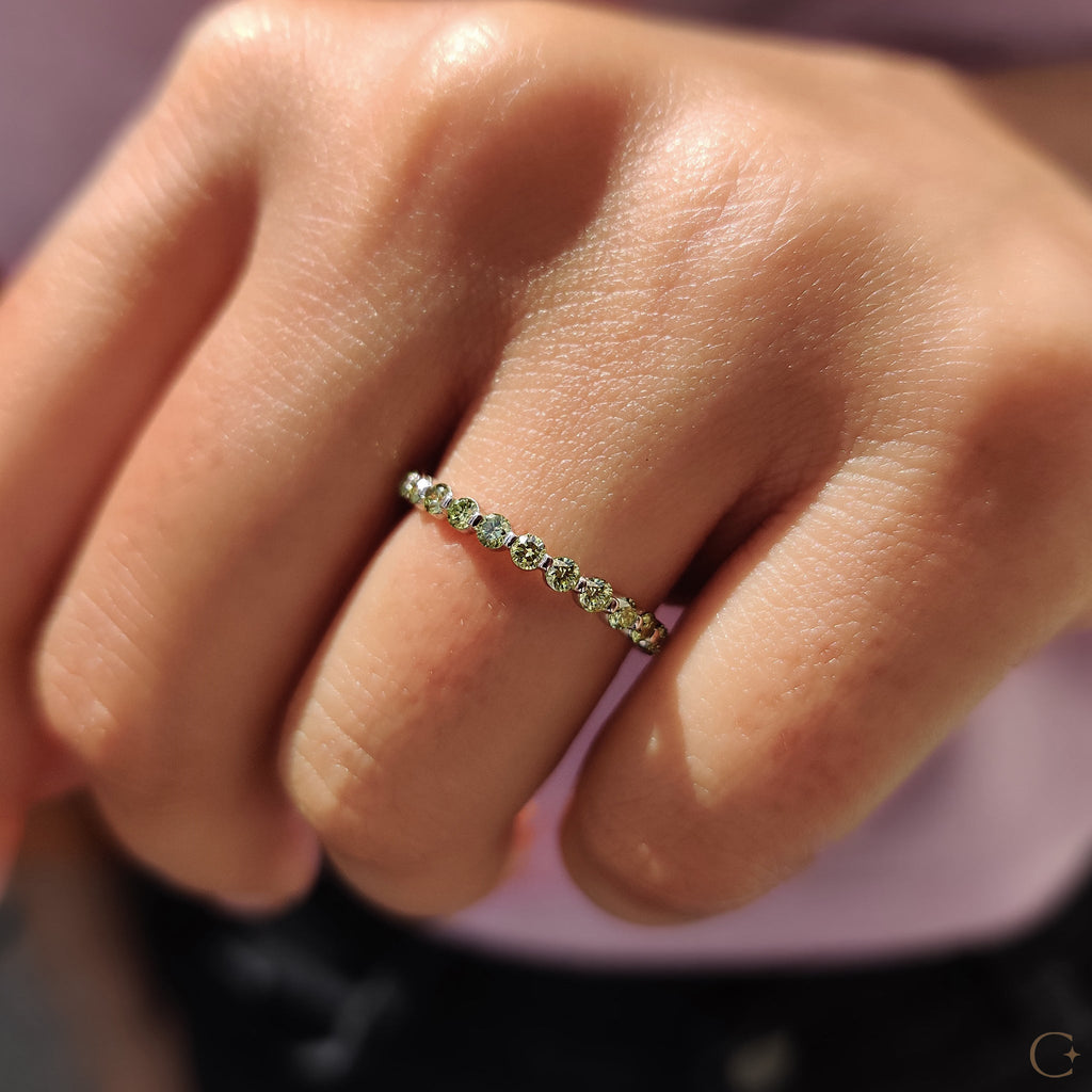 Eternity Round Cut Green Diamond Band