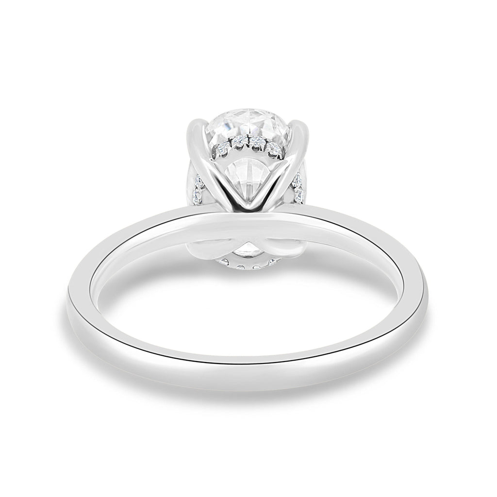2.05 CT Oval Cut Moissanite Hidden Halo Engagement Ring