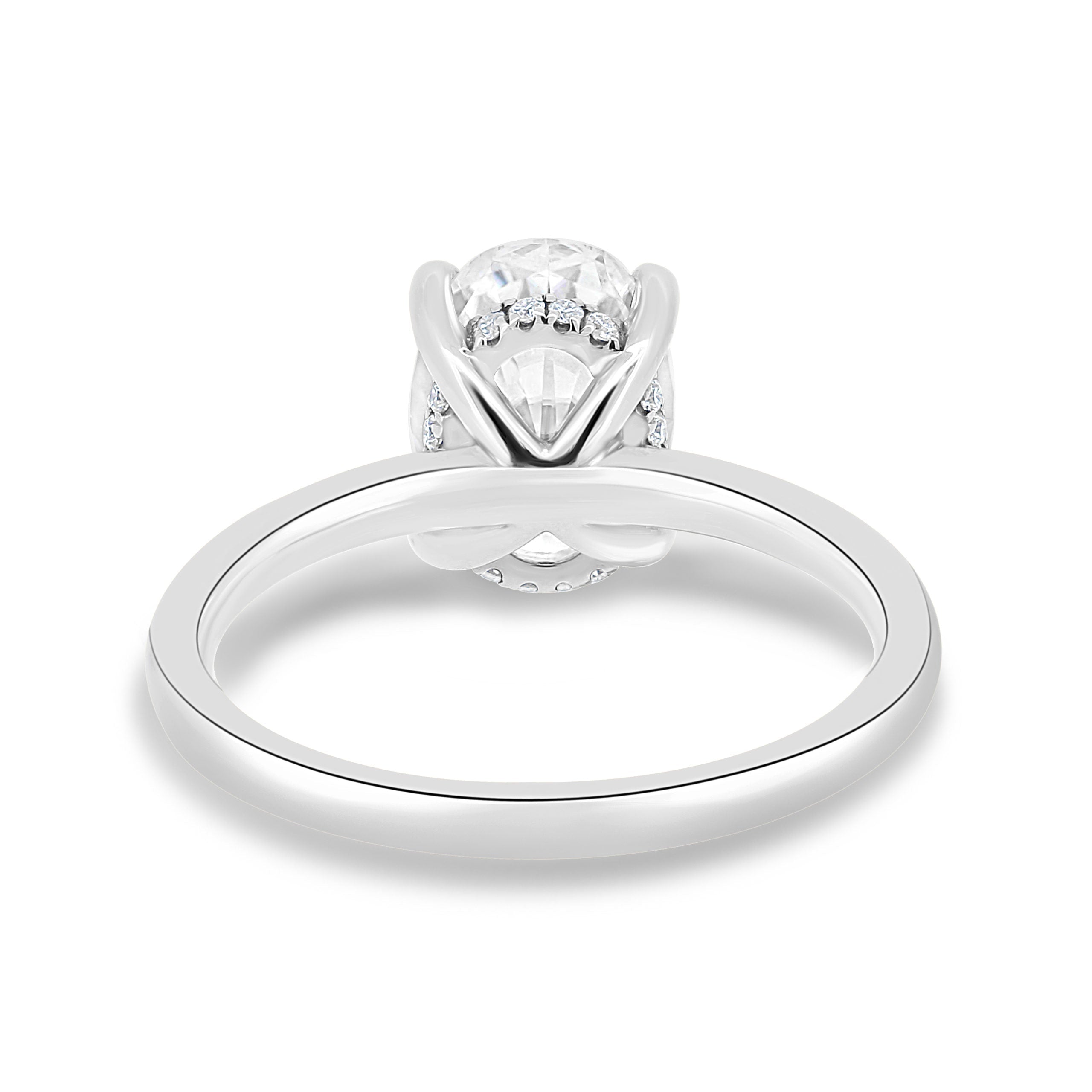 2.05 CT Oval Cut Moissanite Hidden Halo Engagement Ring