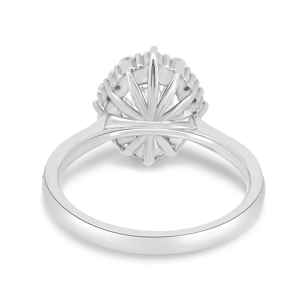 1.35 CT Round Cut Halo Style Moissanite Engagement Ring