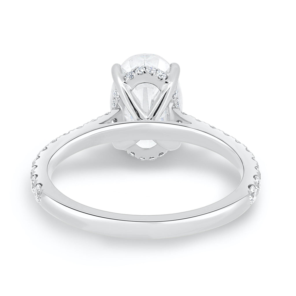 2.05 CT Oval Cut Moissanite Hidden Halo Pave Setting Engagement Ring