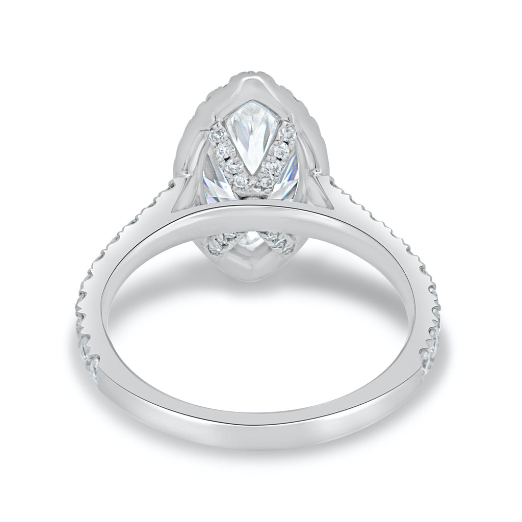 1.60 CT Marquise Cut Moissanite Halo Engagement Ring