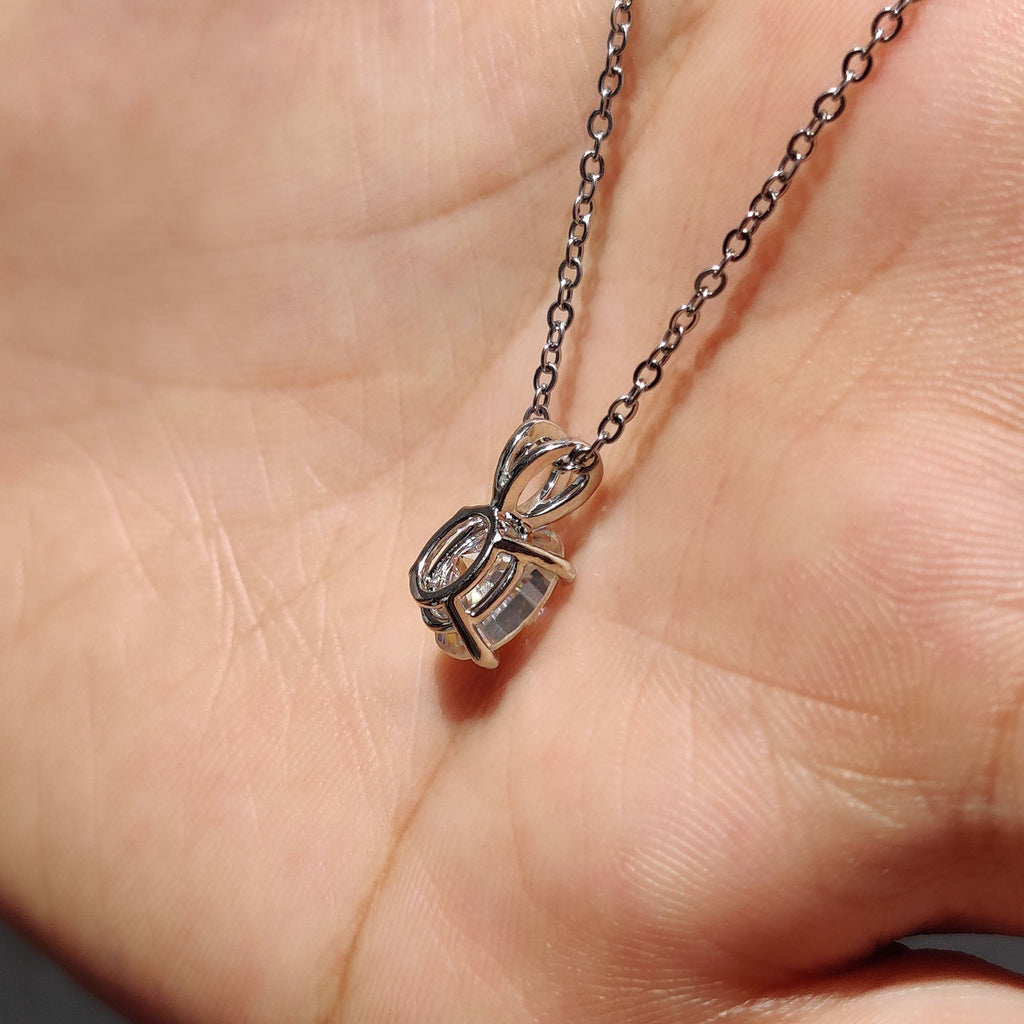 Oval Cut Moissanite Pendant In Solitaire Bunny Ear Bail
