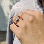 Round Cut Moissanite White Gold Bridal Set With V Shaped Band