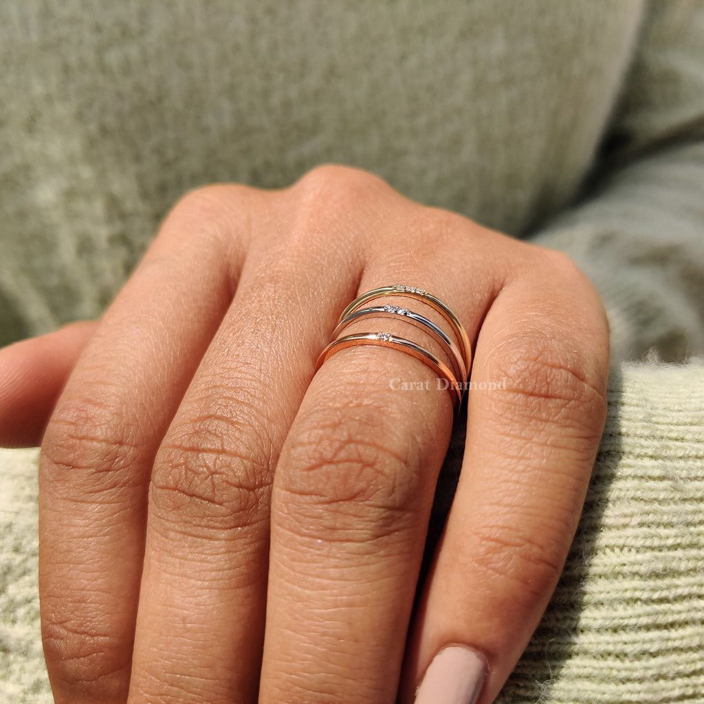 3 Piece Wedding Ring Set In Round Cut Moissanite