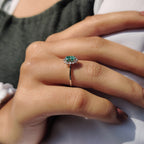 Oval Halo Engagement Ring In Cathedral Setting