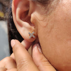 Round Cut Diamond Flower Stud Earrings